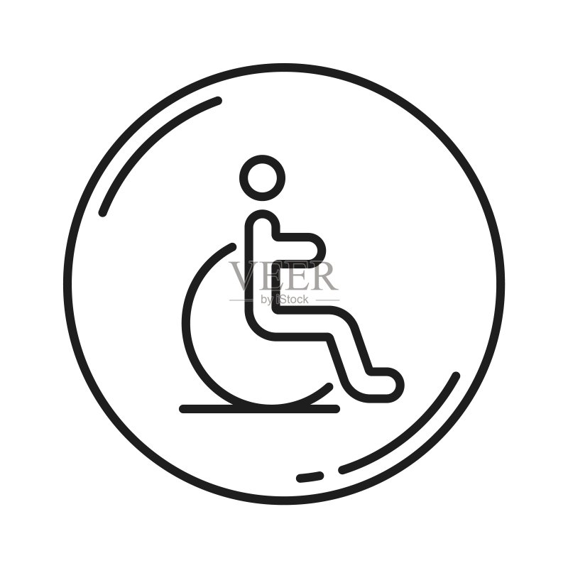 残疾人停车位线性图标,汽车库服务图标素材