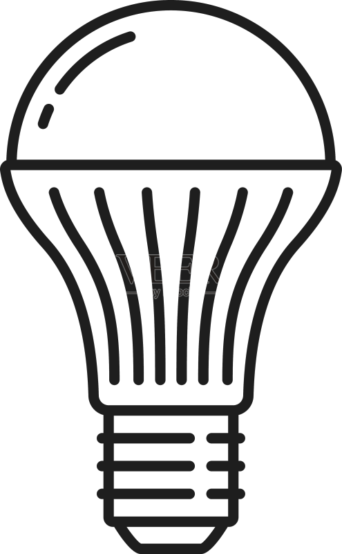 灯泡和LED灯线条图标或象形图图标素材
