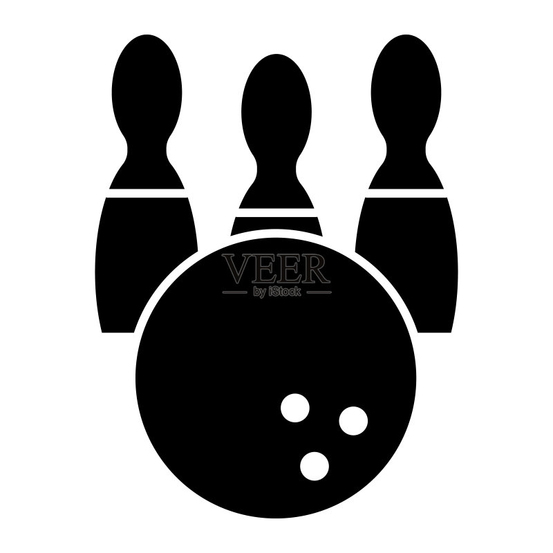 保龄球实心图标。游戏矢量图,白色背景。保龄球瓶和球形图案设计,用于应用程序。EPS 10。图标素材