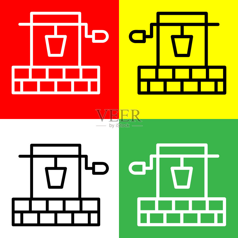 水井矢量线性图标(农业图标系列)图标素材