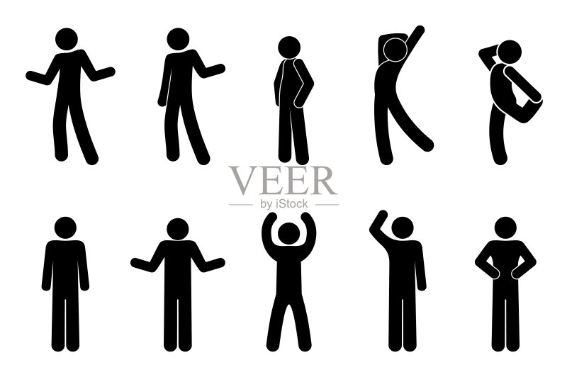 火柴人图标、人物剪影图标素材