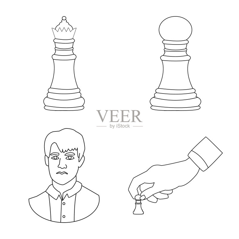 棋子和策略标志符号套装独立物体图标素材