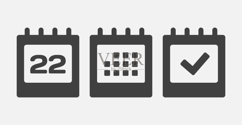 日历页面的矢量图标 - 22日,议程,完成图标素材