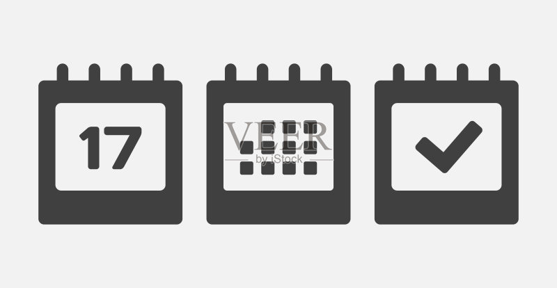 日历页面矢量图标 - 17日,议程已完成图标素材