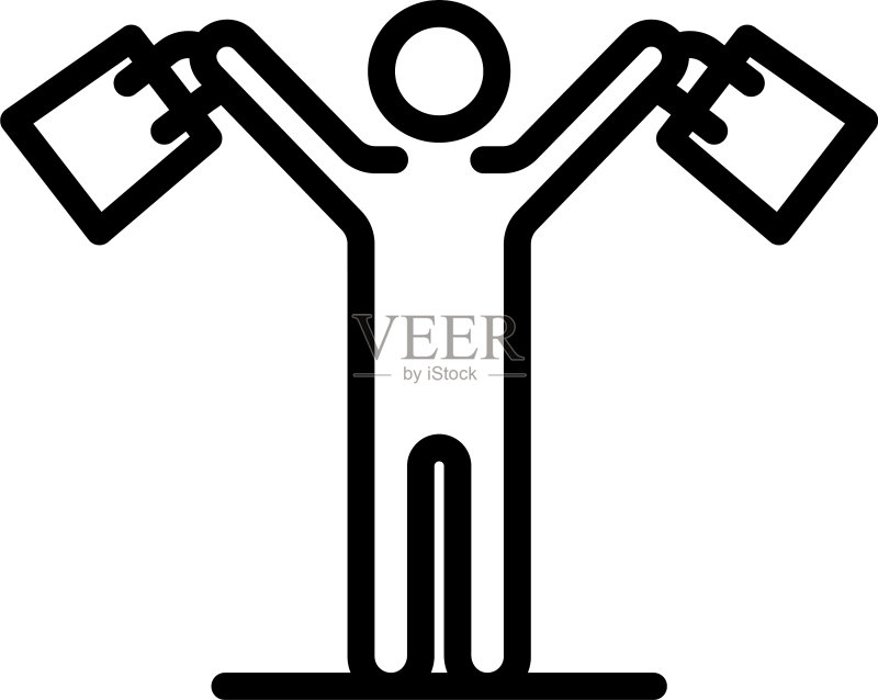 带购物袋的快乐男人图标轮廓样式图标素材