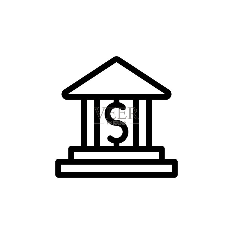 扁平线条银行图标符号Logo模板图标素材