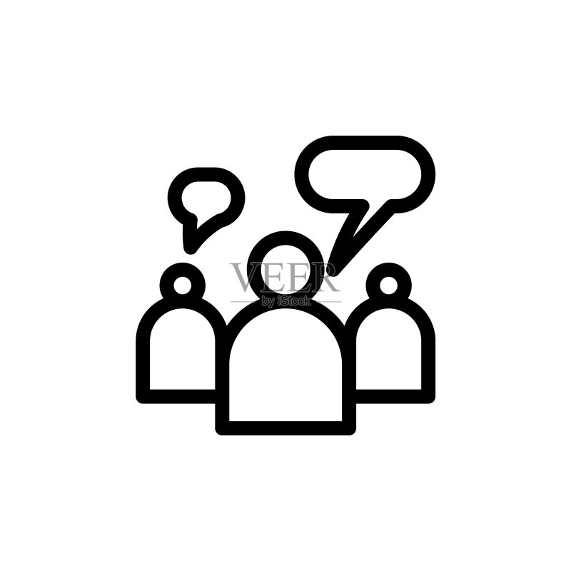 扁平可编辑线条人物对话图标符号图标素材
