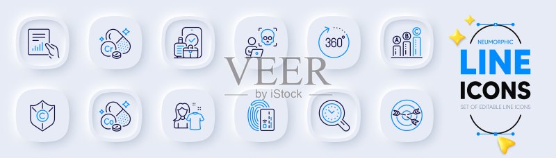 卡,干净的衬衫和钴矿线图标的web应用程序。象形文字图标。向量图标素材