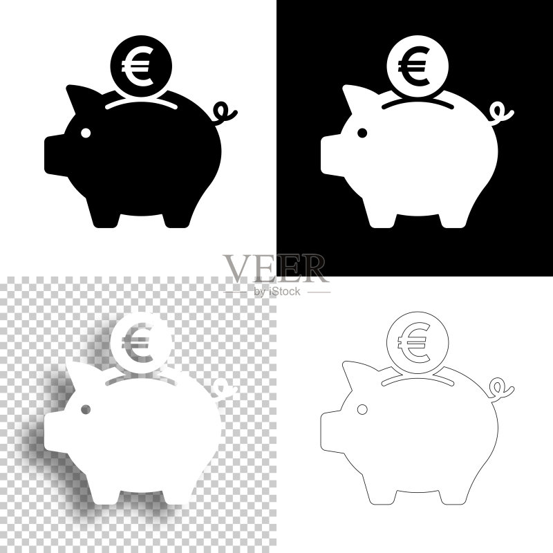 带有欧元硬币的储蓄罐图标图标素材