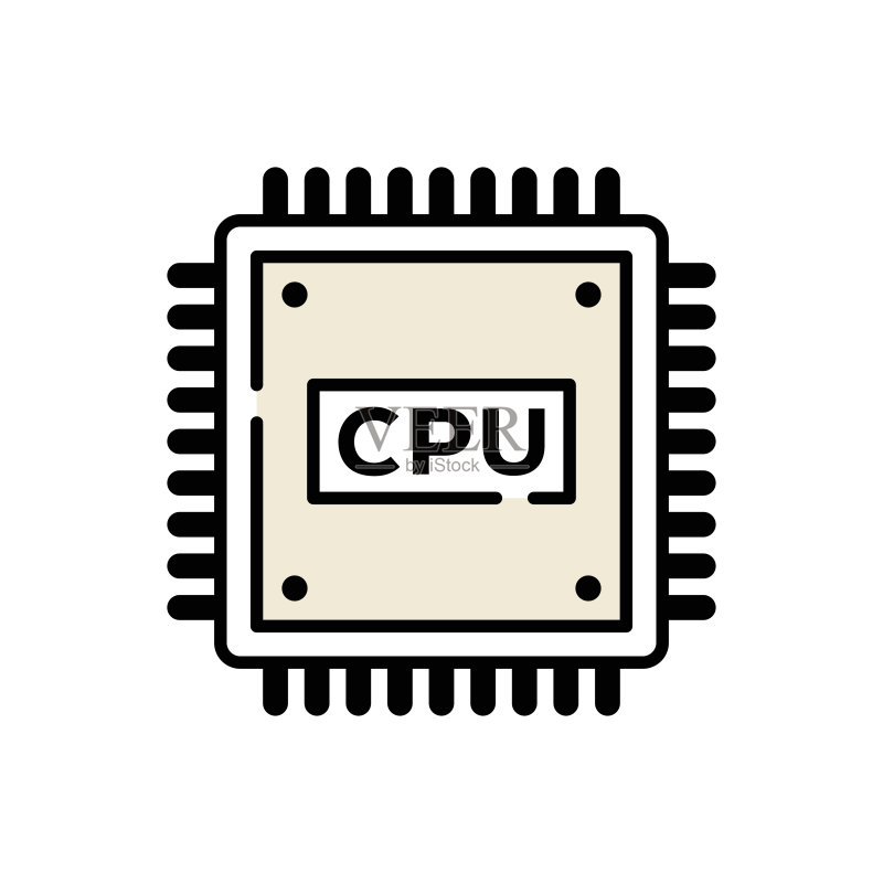 CPU简约线条图标图标素材