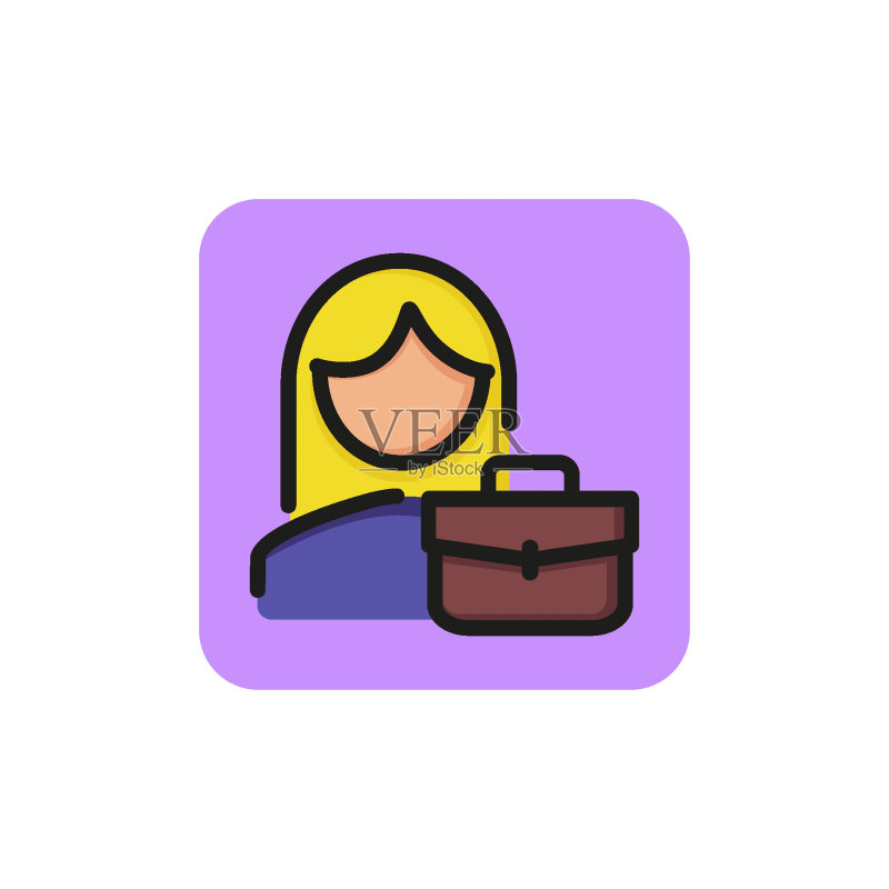 女商人线条图标插画图片素材
