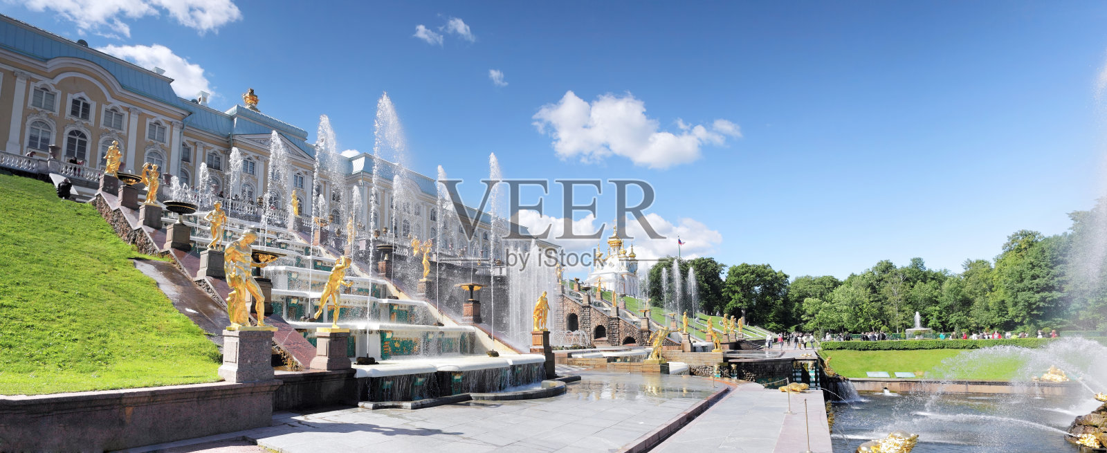 彼得罗夫瀑布，圣彼得堡，俄罗斯。照片摄影图片