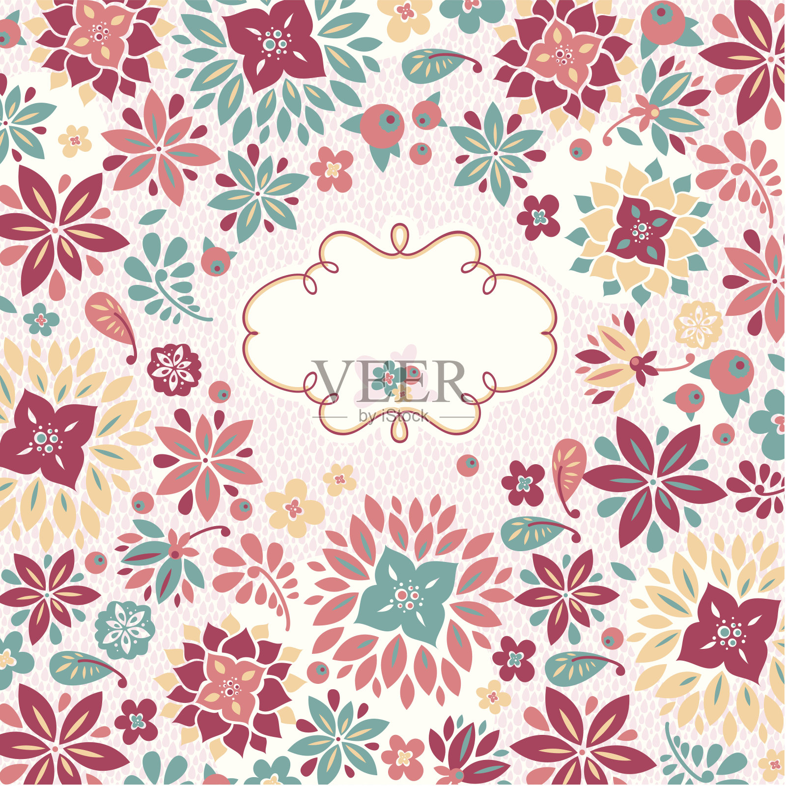 抽象的花卉框架插画图片素材