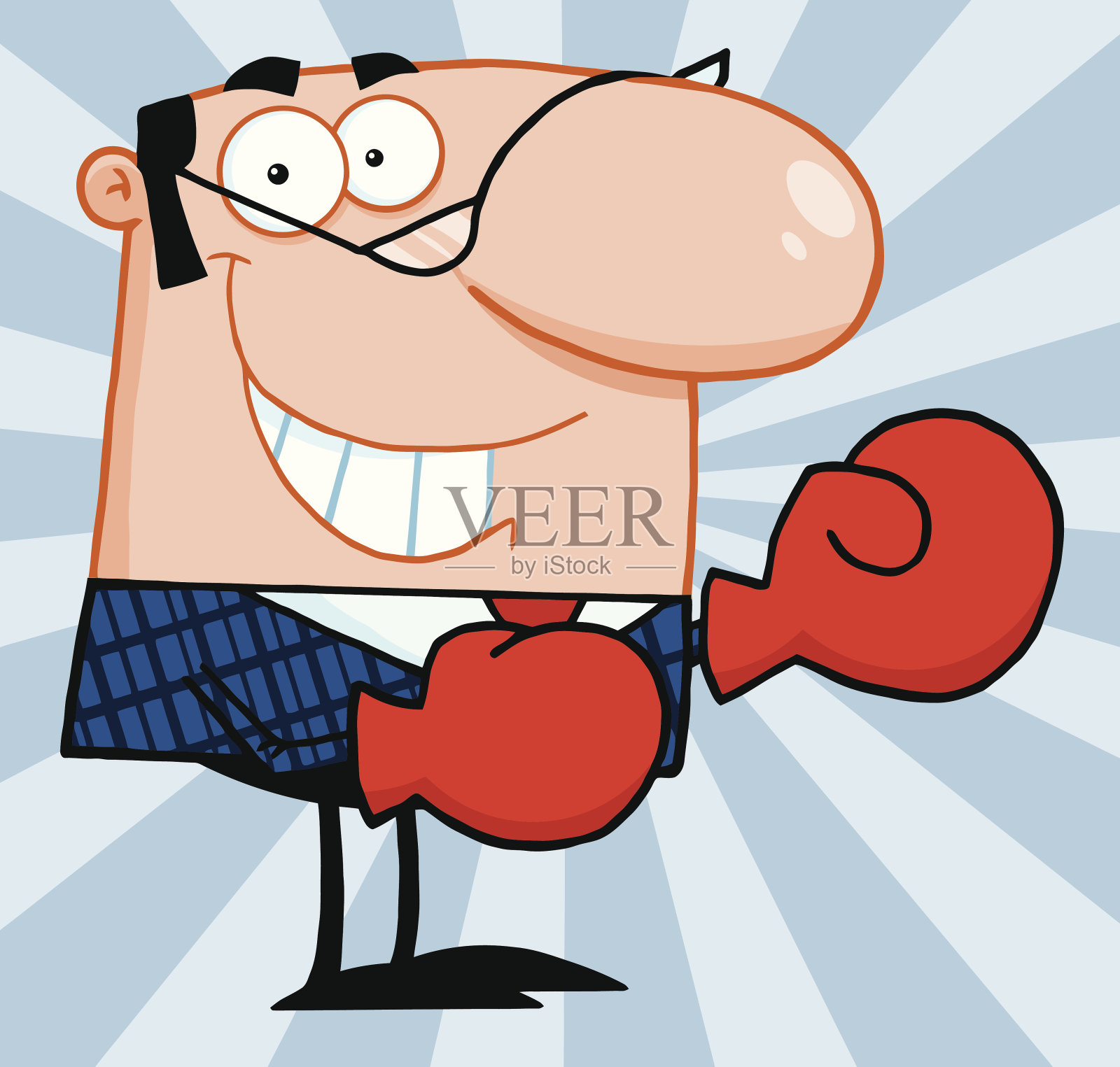 微笑的业务经理与拳击手套和背景设计元素图片