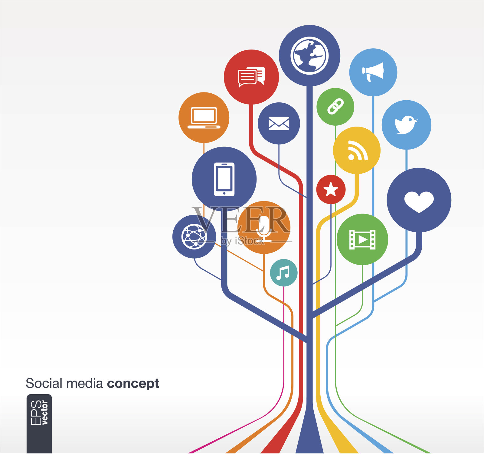 抽象的社交媒体背景与图标插画图片素材