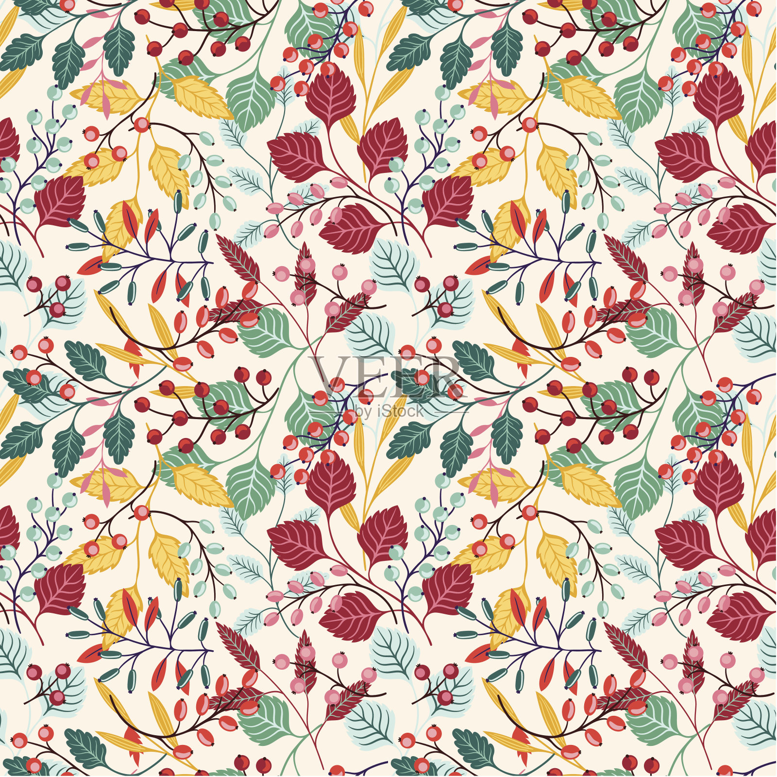 秋天无缝模式插画图片素材