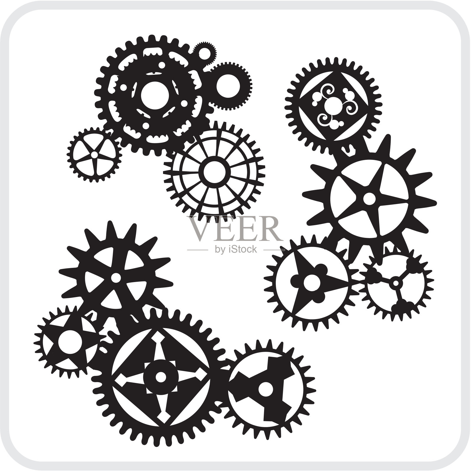 齿轮背景设计-向量集。插画图片素材