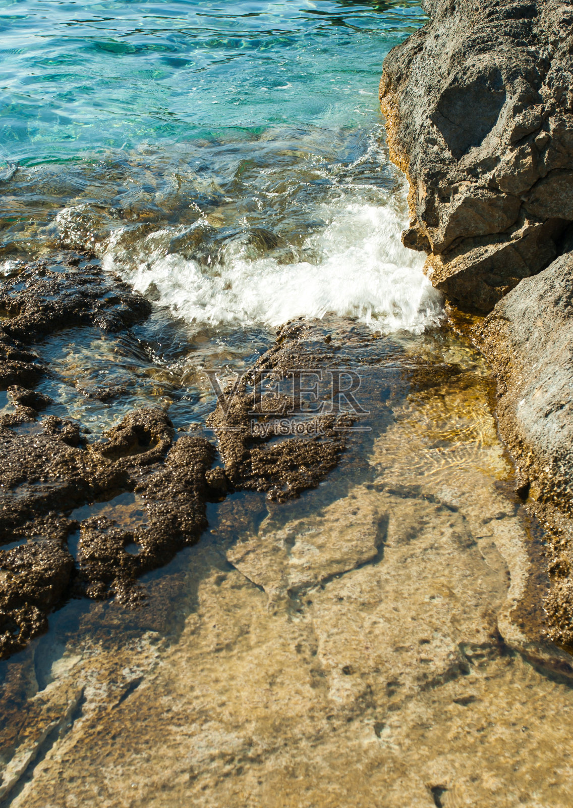 克罗地亚美丽的岩石海滩照片摄影图片