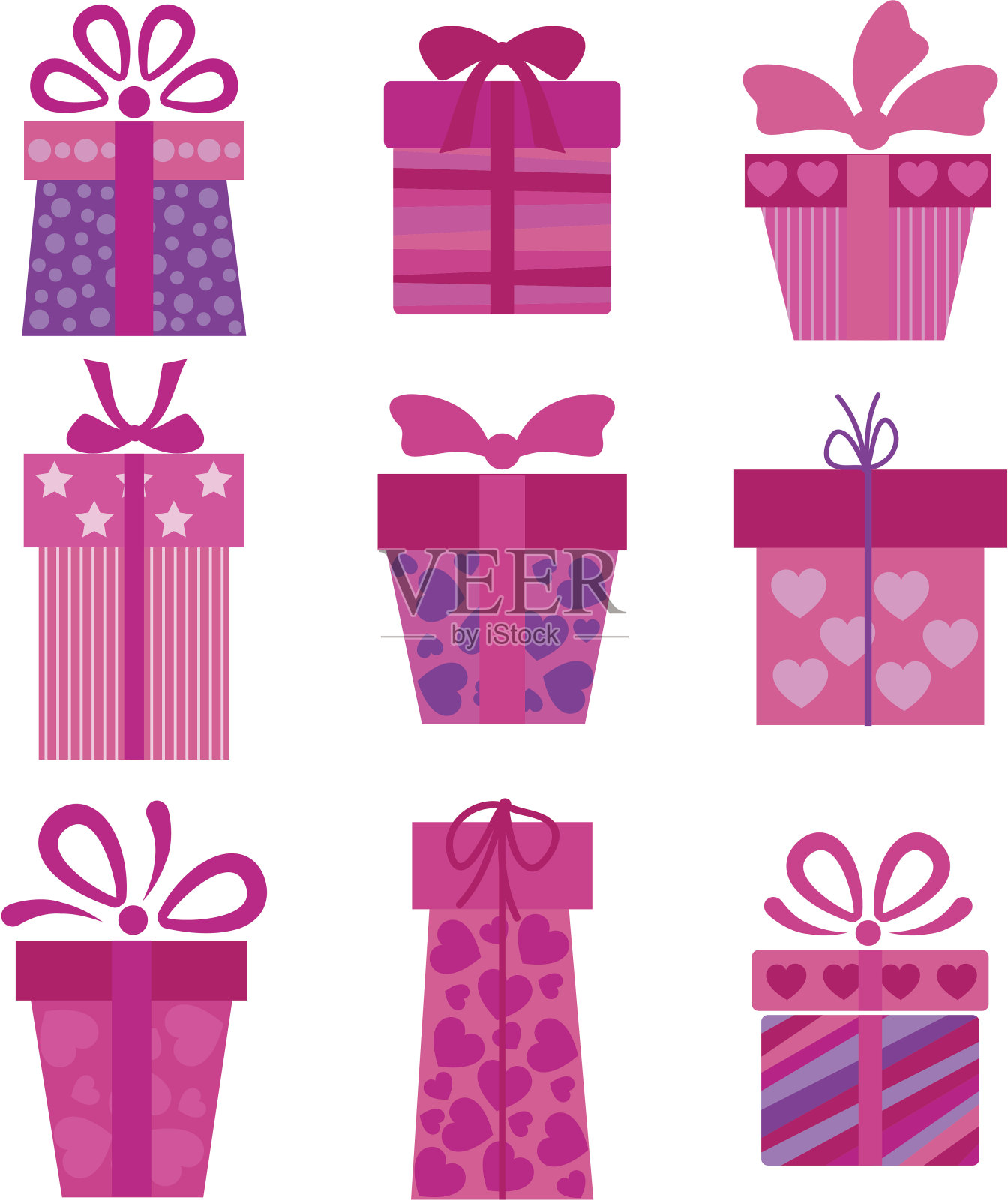 矢量礼品盒的集合插画图片素材