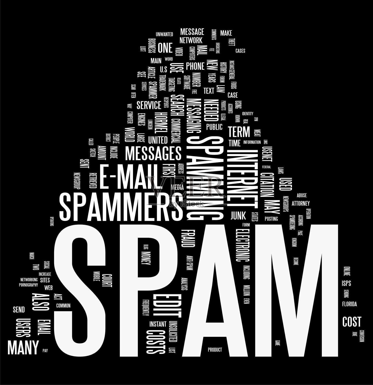 垃圾邮件标签云插画图片素材
