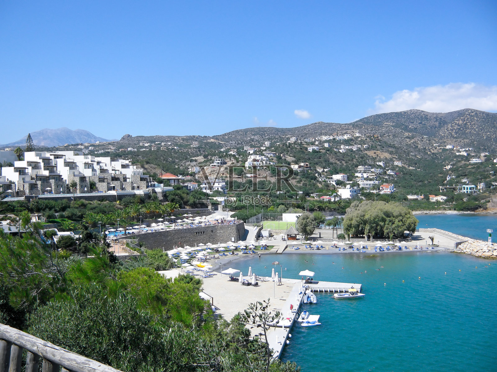 希腊小镇的全景照片摄影图片