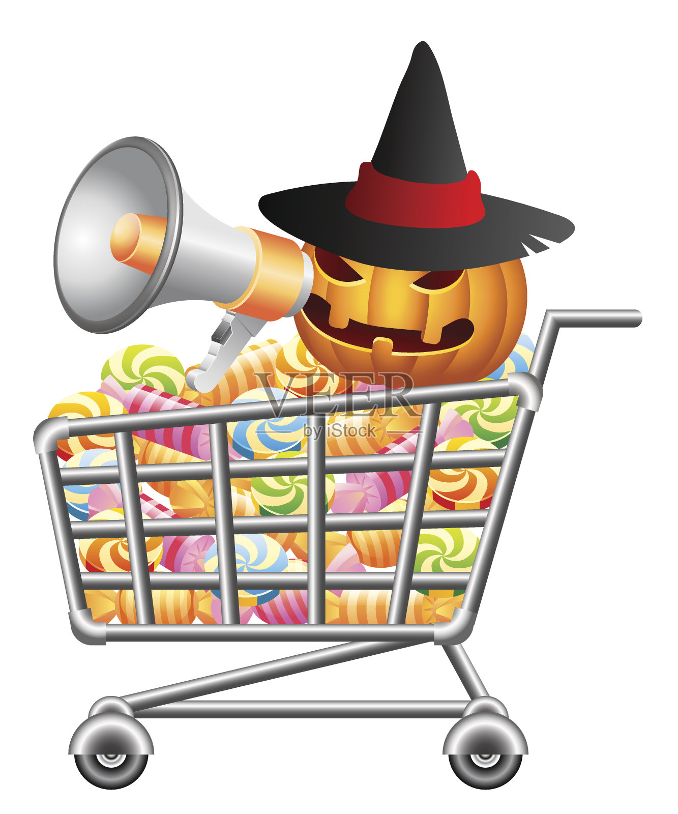 万圣节购物车插画图片素材