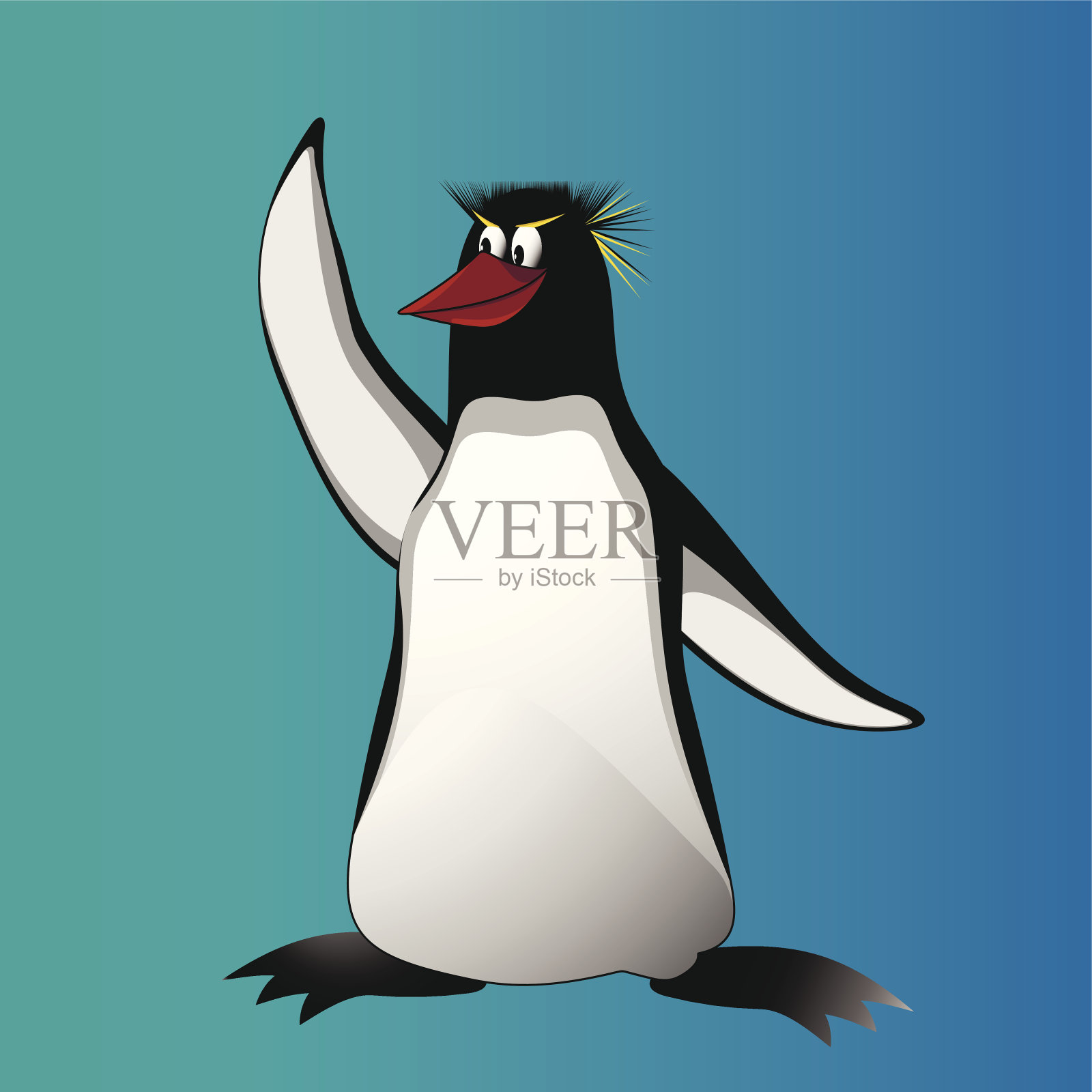 白腹黑背企鹅鸟插画图片素材