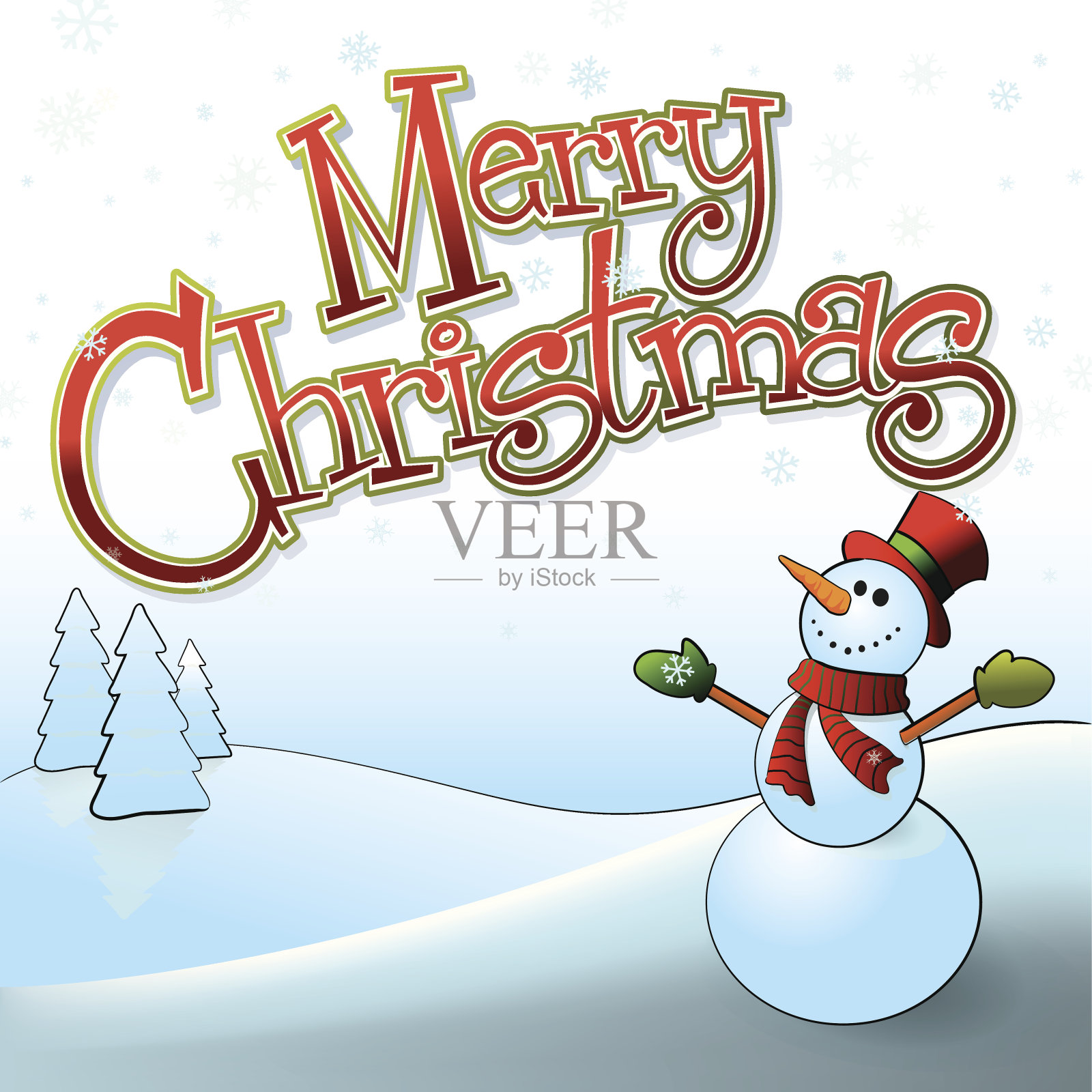 雪人圣诞快乐插画图片素材