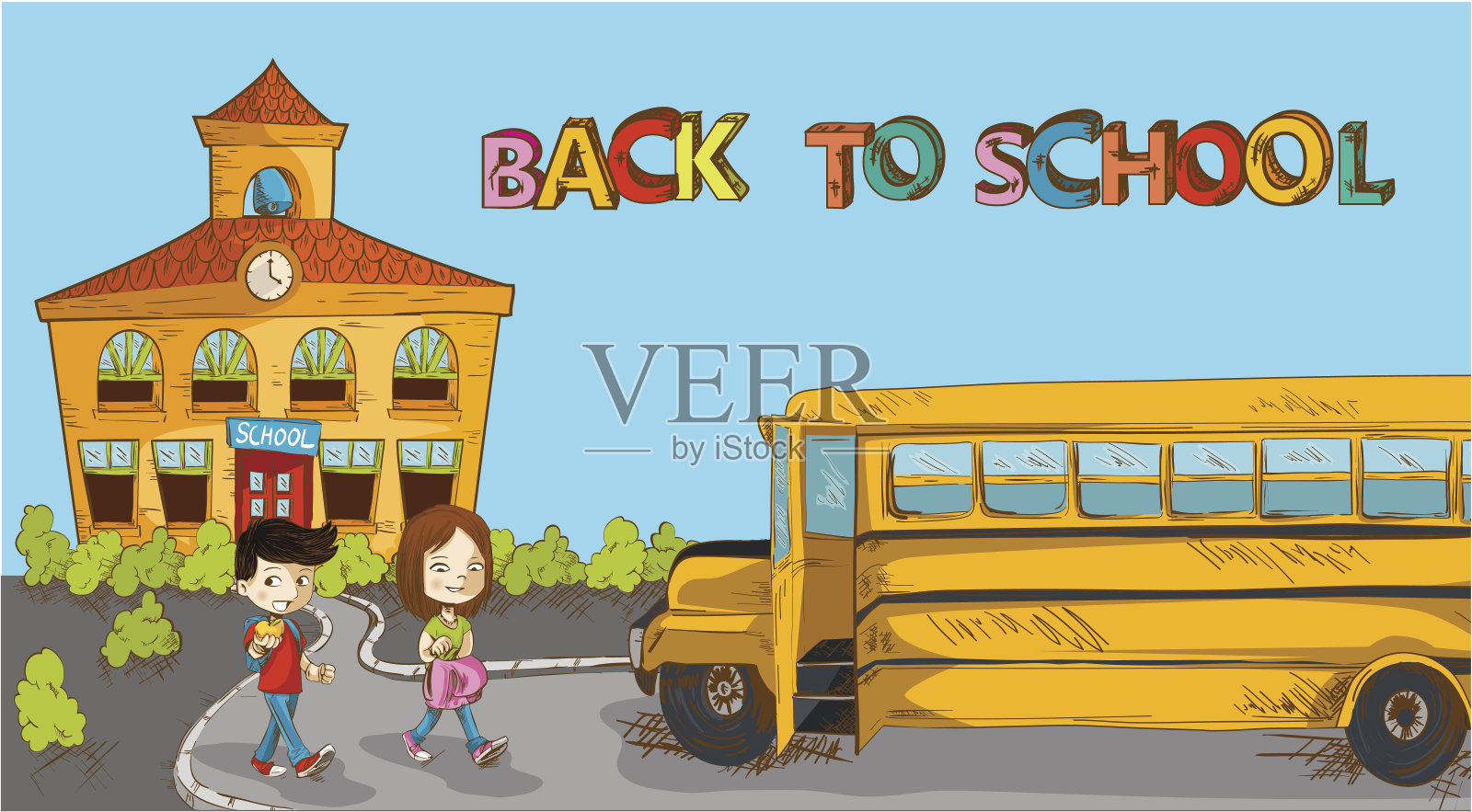教育返回学校背景插画图片素材
