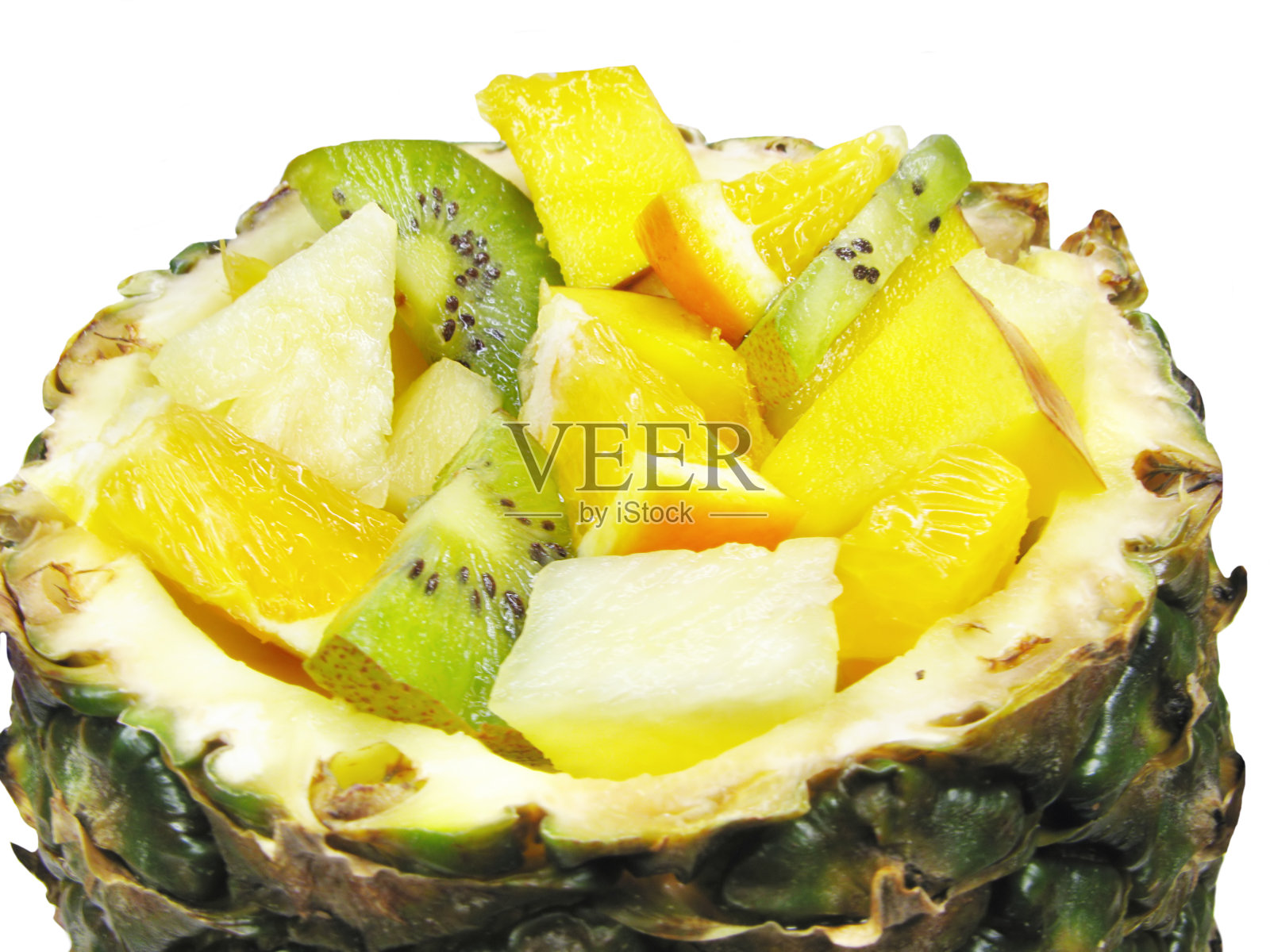 菠萝皮热带水果沙拉照片摄影图片