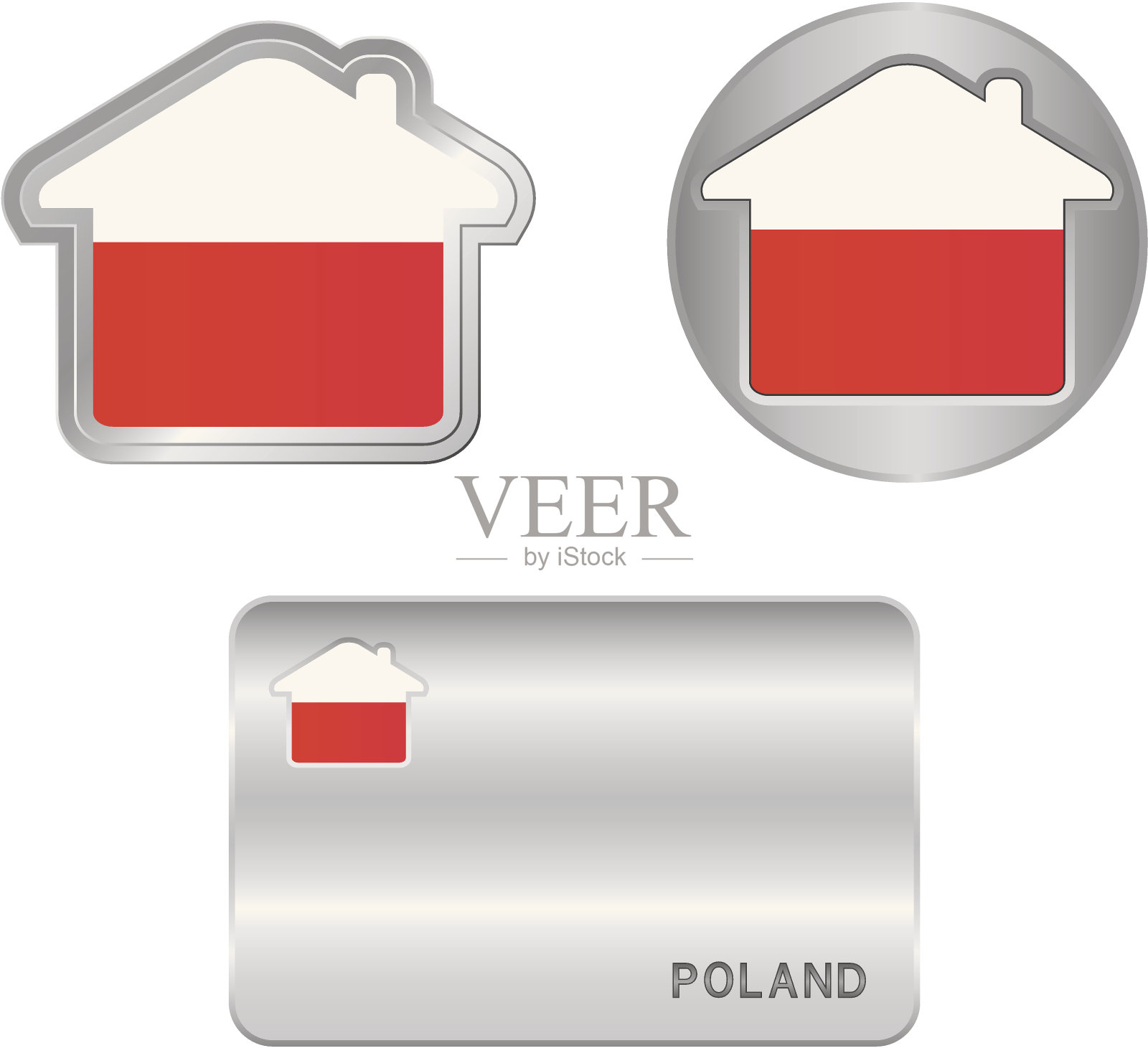 波兰国旗上的Home图标插画图片素材