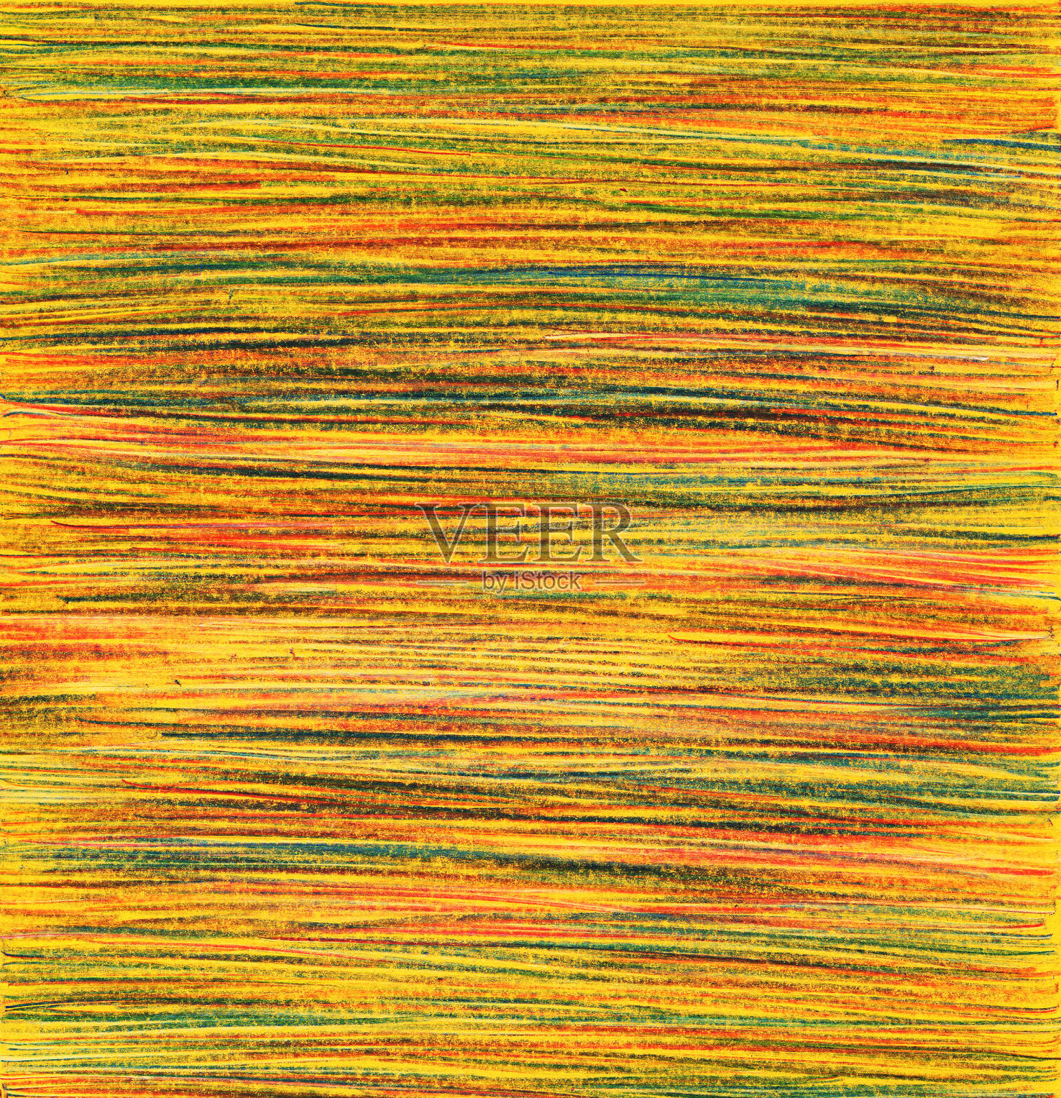 彩色铅笔的背景。黄纸上的水平线。插画图片素材