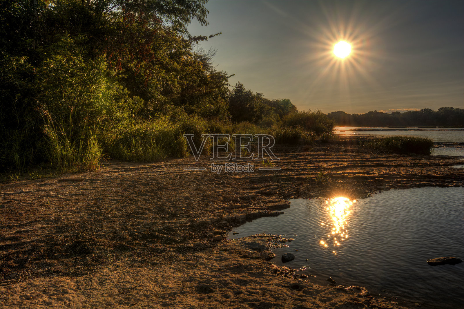 河急流日落照片摄影图片