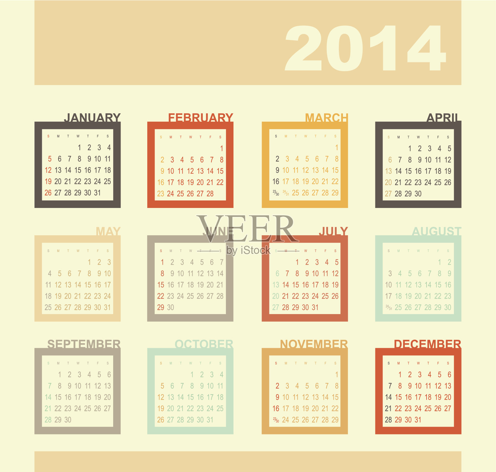 2014年日历插画图片素材