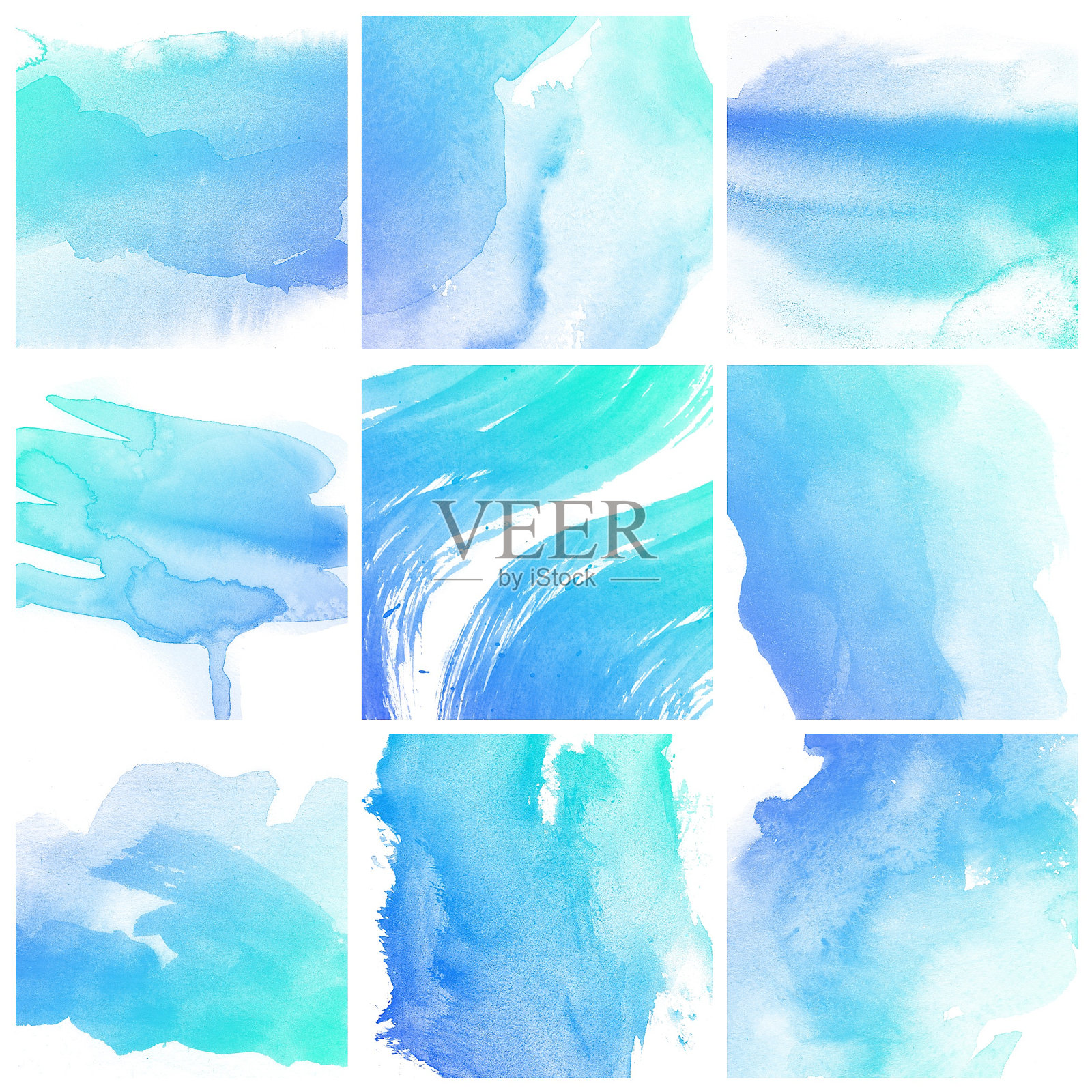 一套彩色水彩画背景插画图片素材