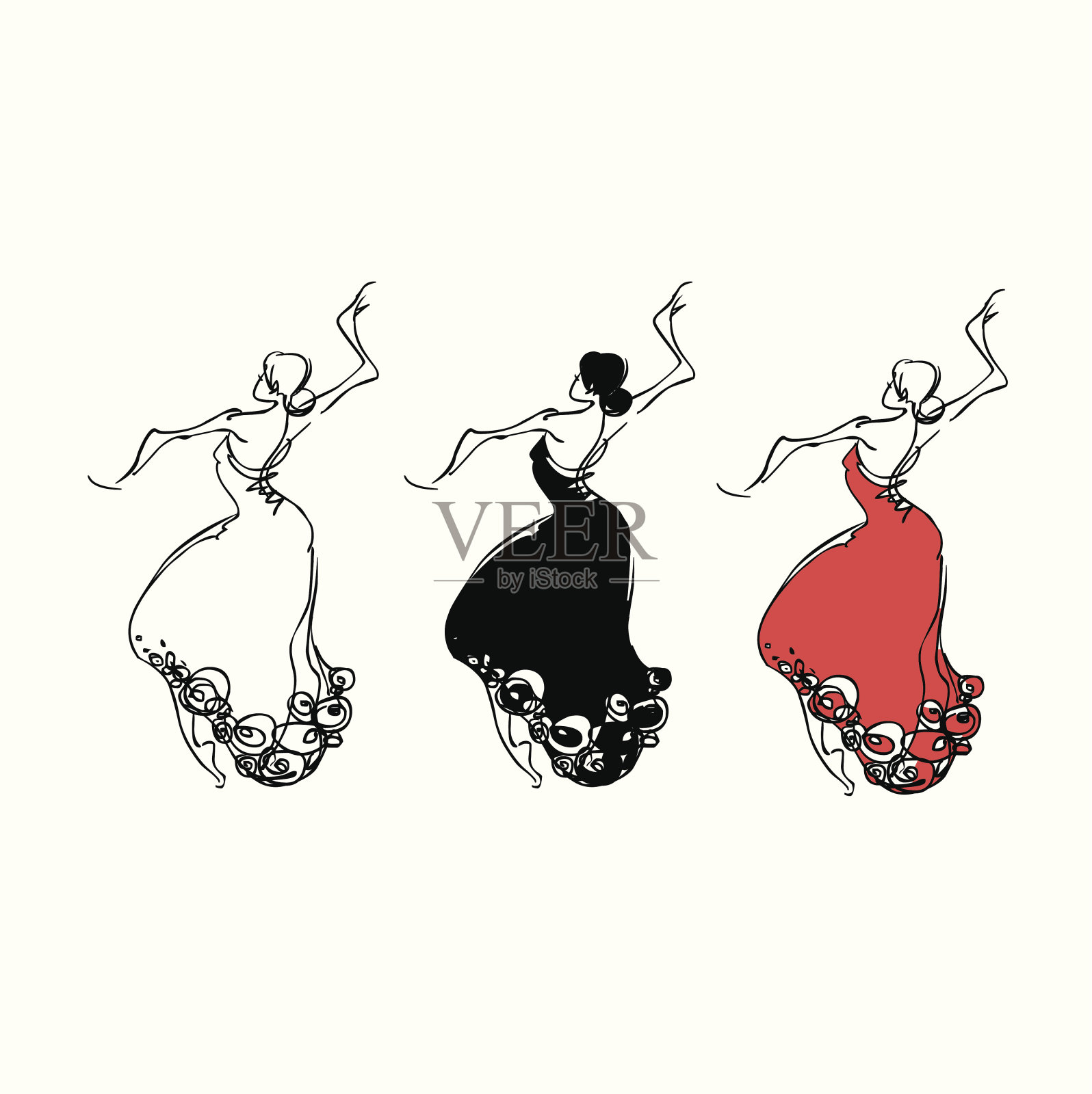 跳舞的女人插画图片素材