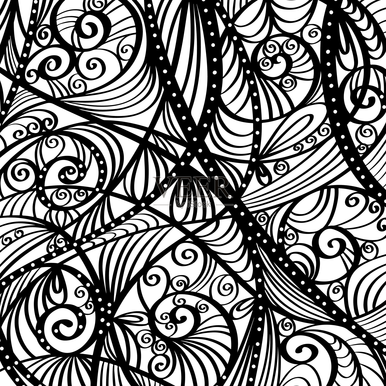 抽象轮廓背景在白色和黑色插画图片素材