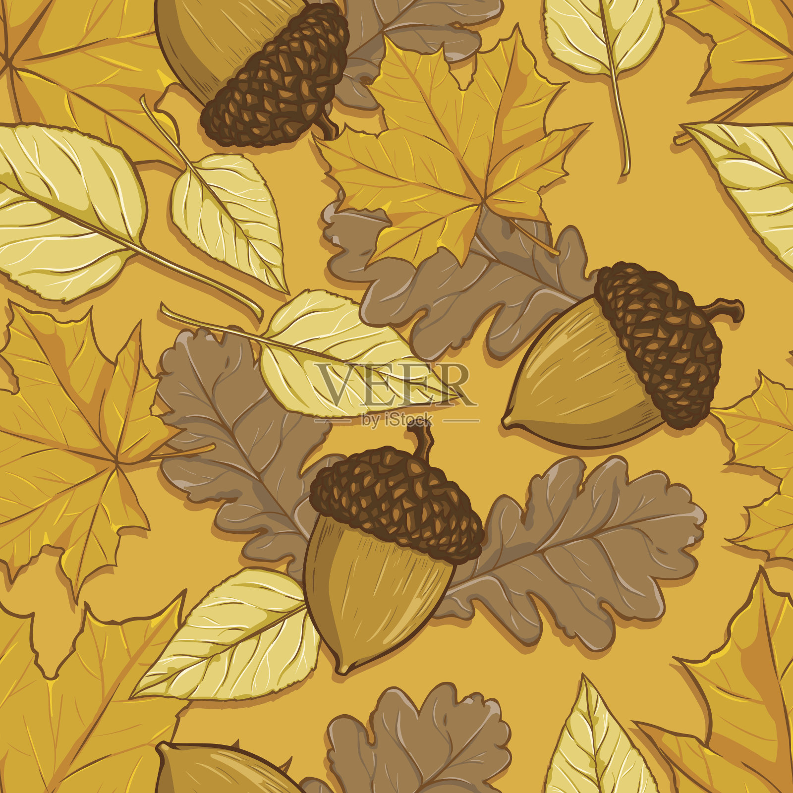 秋叶图案插画图片素材