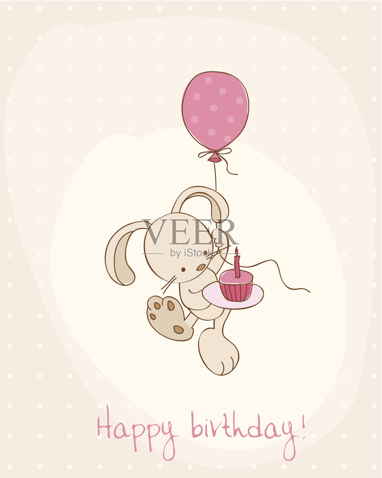 可爱小兔子的生日贺卡设计模板素材