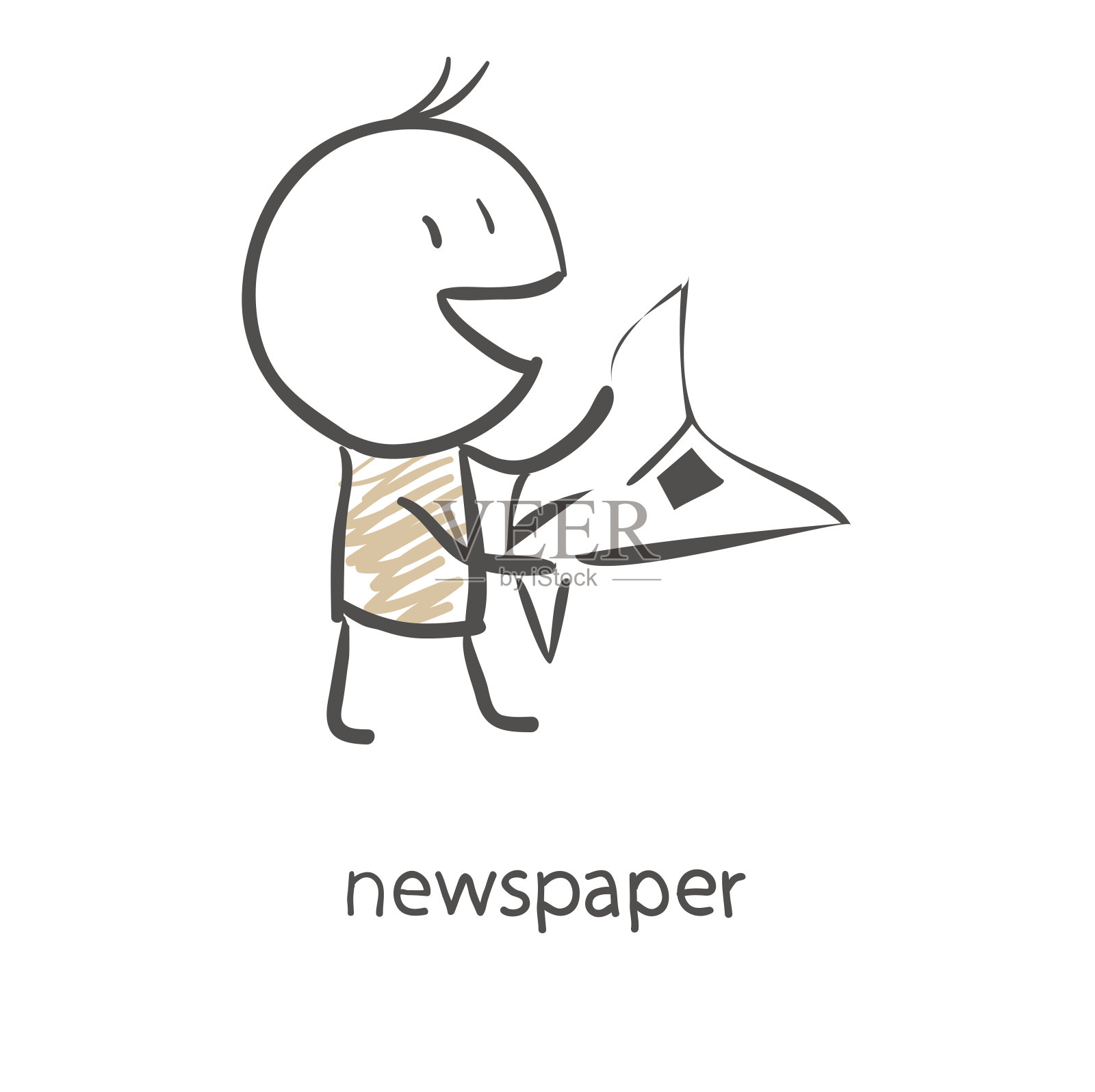 卡通人物在读报纸插画图片素材