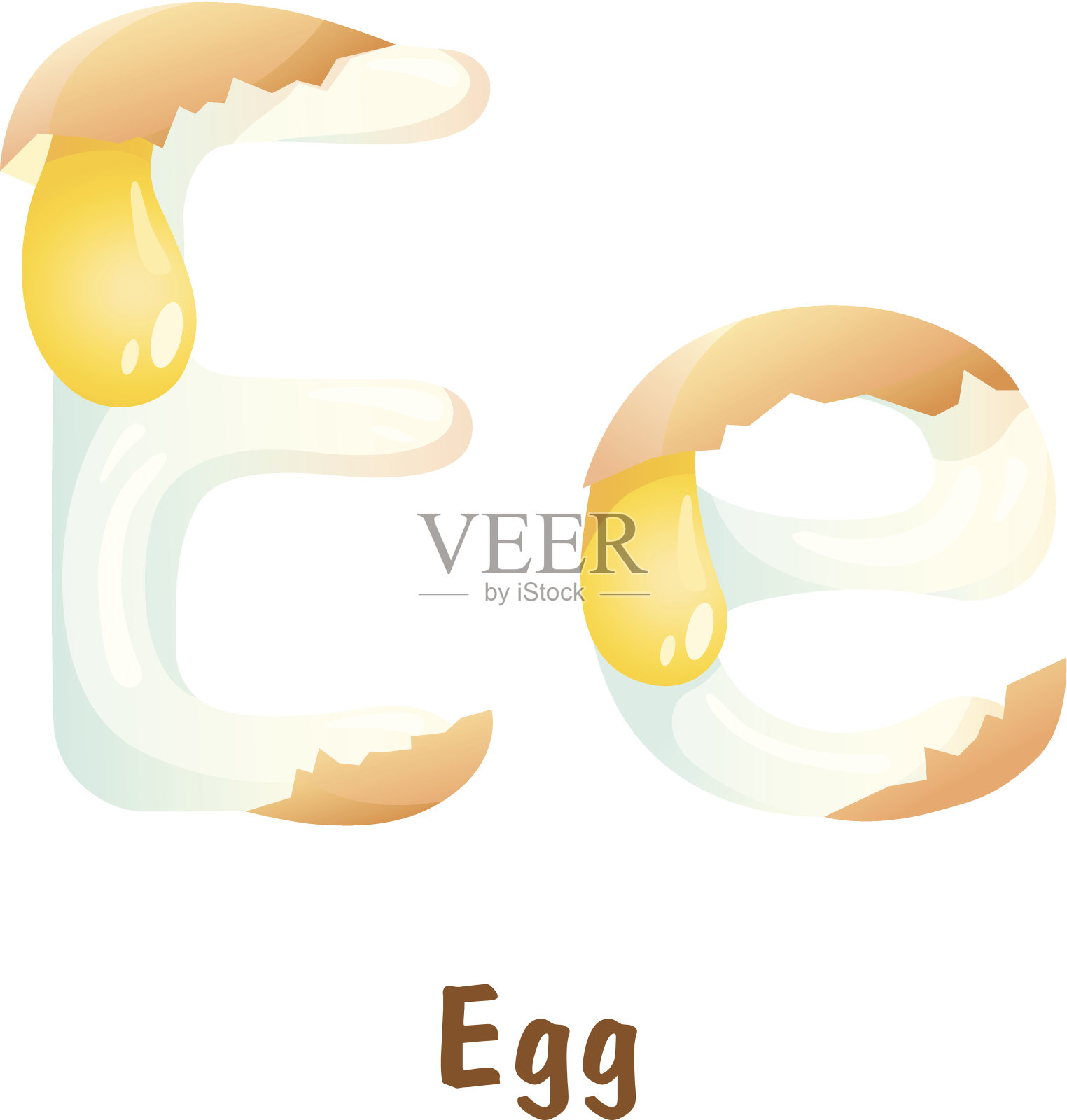 字母E就像破碎的鸡蛋设计元素图片