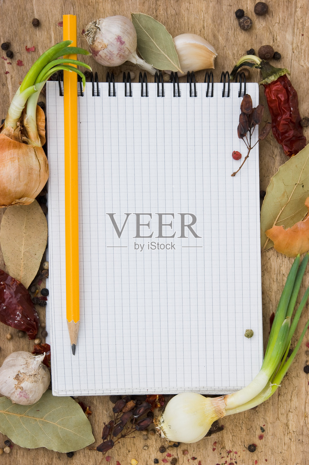 写有香料食谱的笔记本照片摄影图片