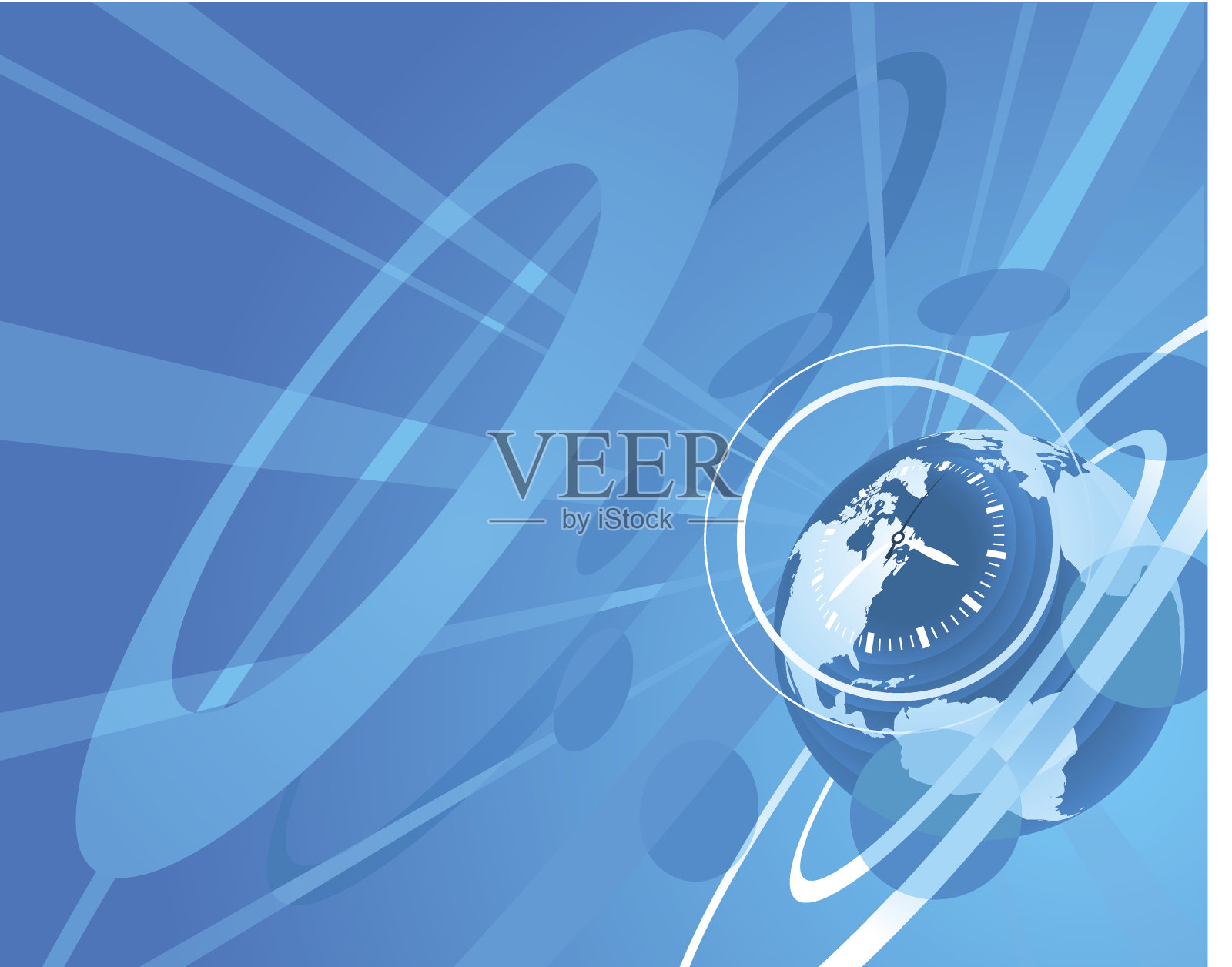 地球仪和时钟背景插画图片素材