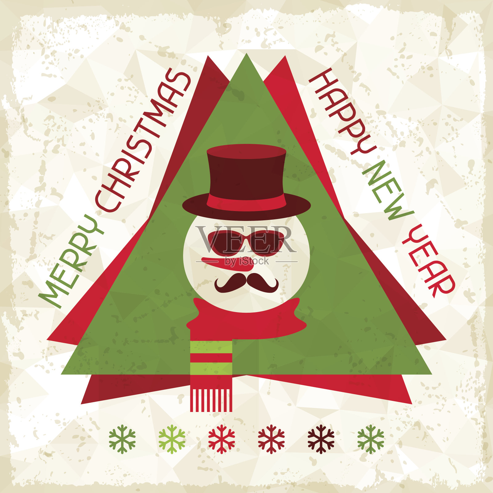 嘻哈风格雪人圣诞节背景设计元素图片