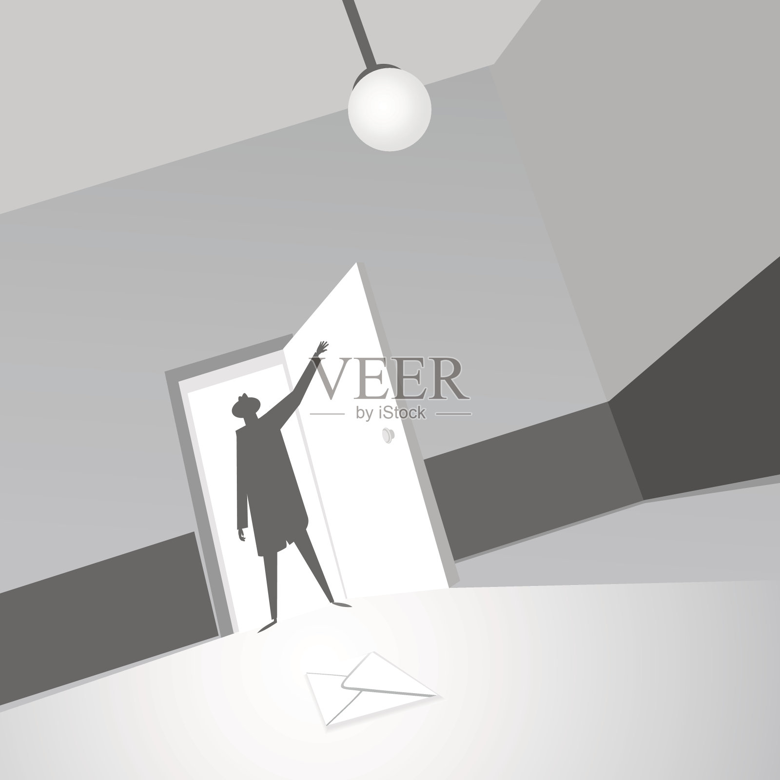 房间里的纸条插画图片素材