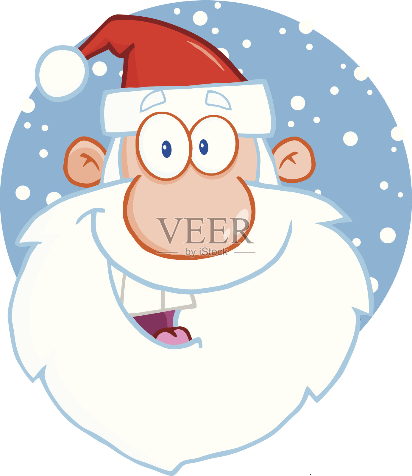 快乐圣诞老人头卡通人物与背景设计元素图片