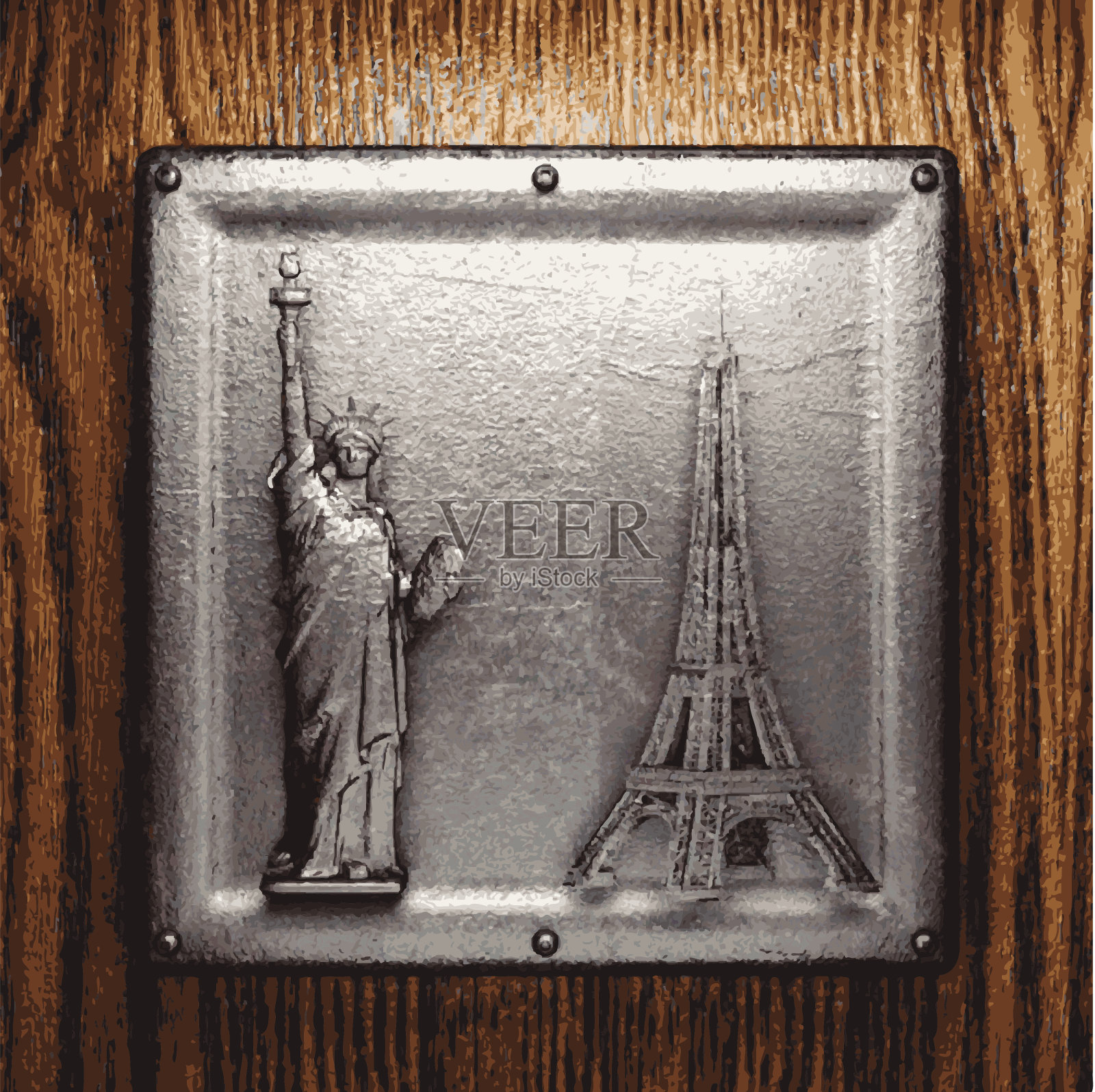 金属和木材背景插画图片素材