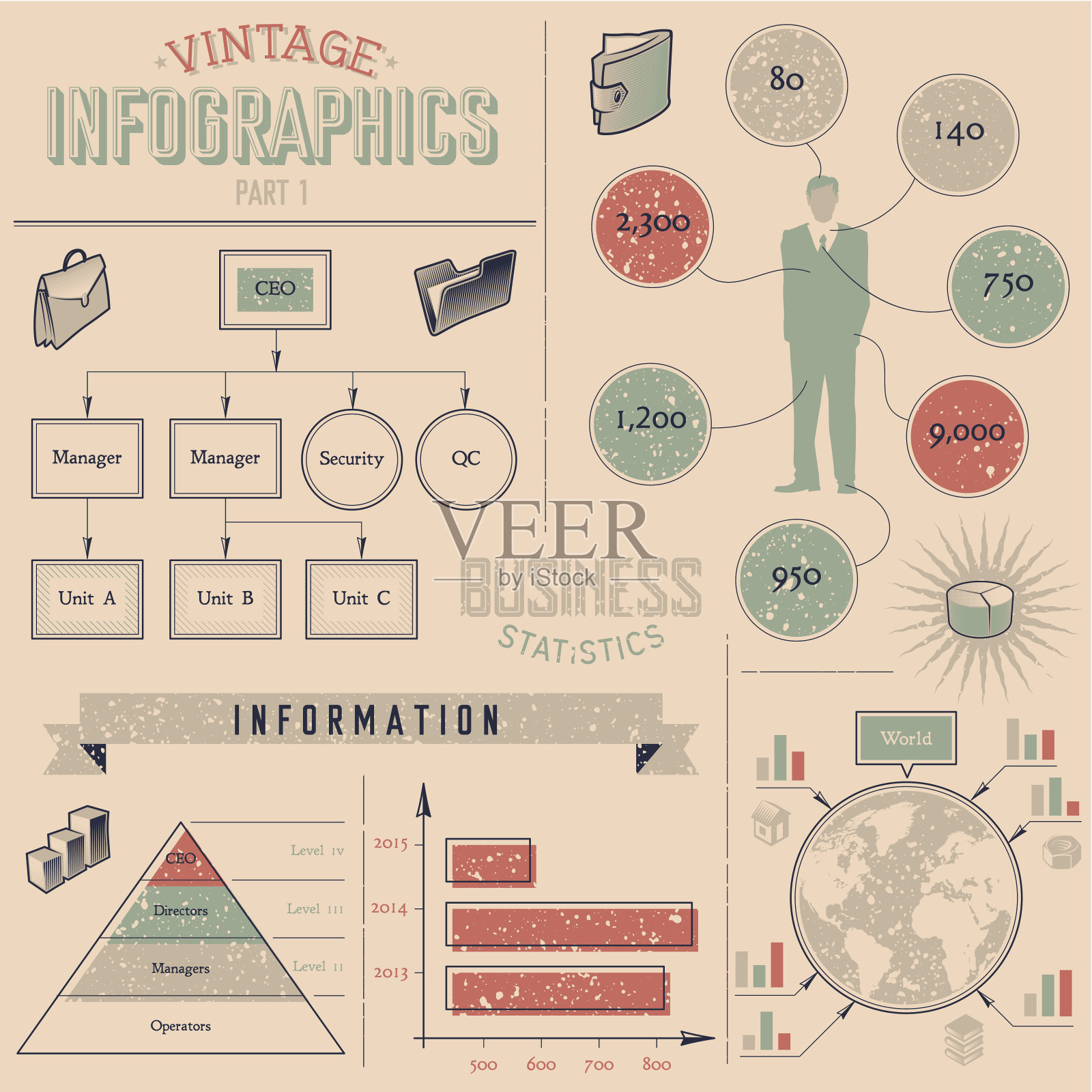 复古的信息图形设计元素插画图片素材