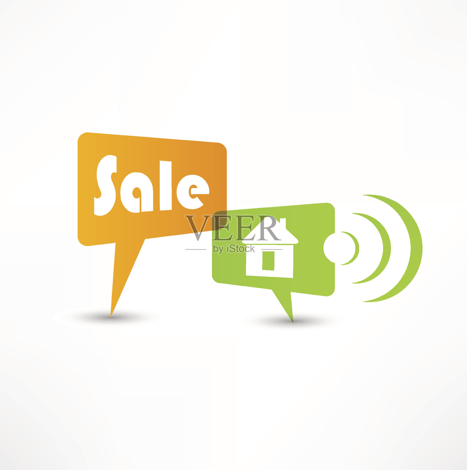 待售的房子。概念讲话泡沫插画图片素材