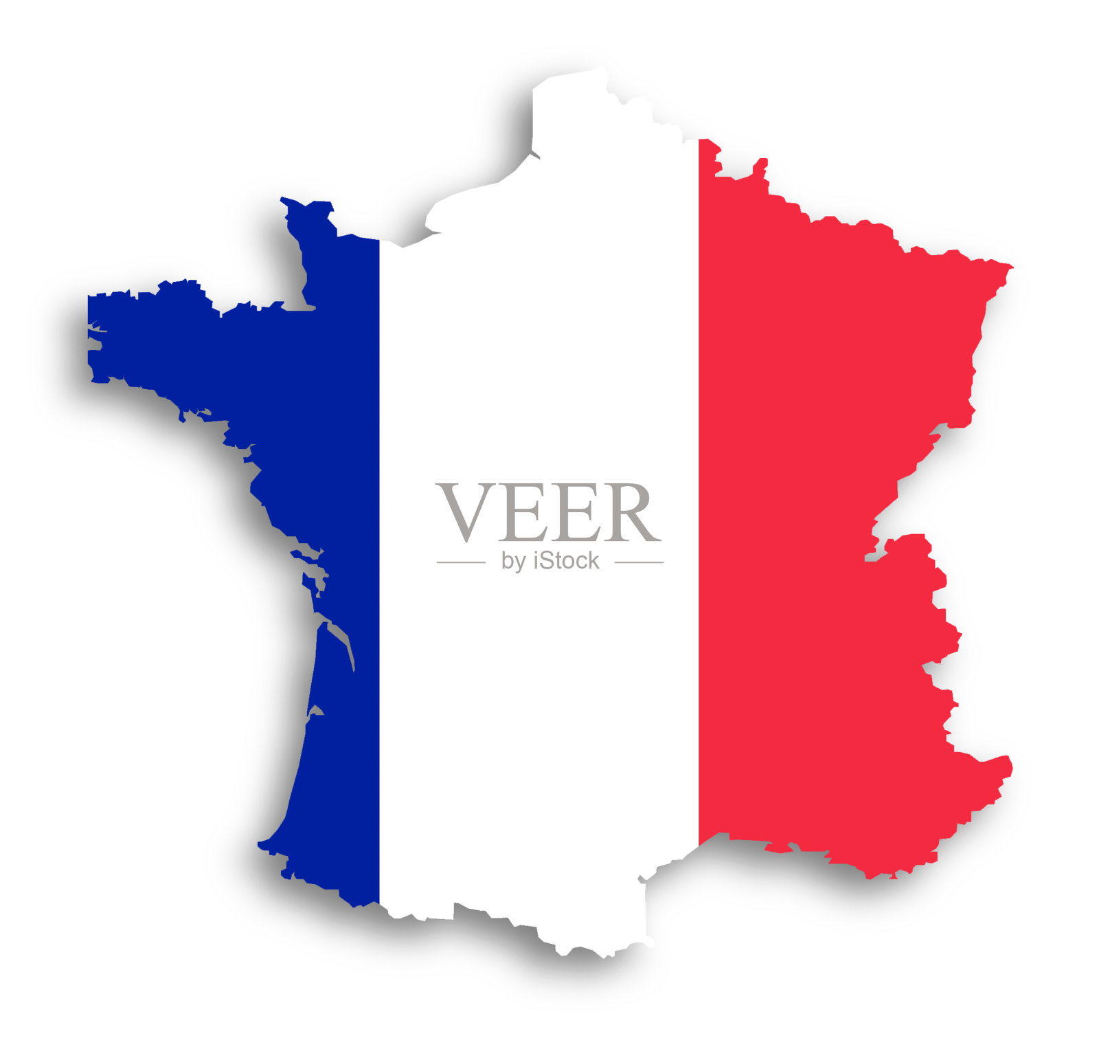 带有国旗的法兰西共和国地图照片摄影图片